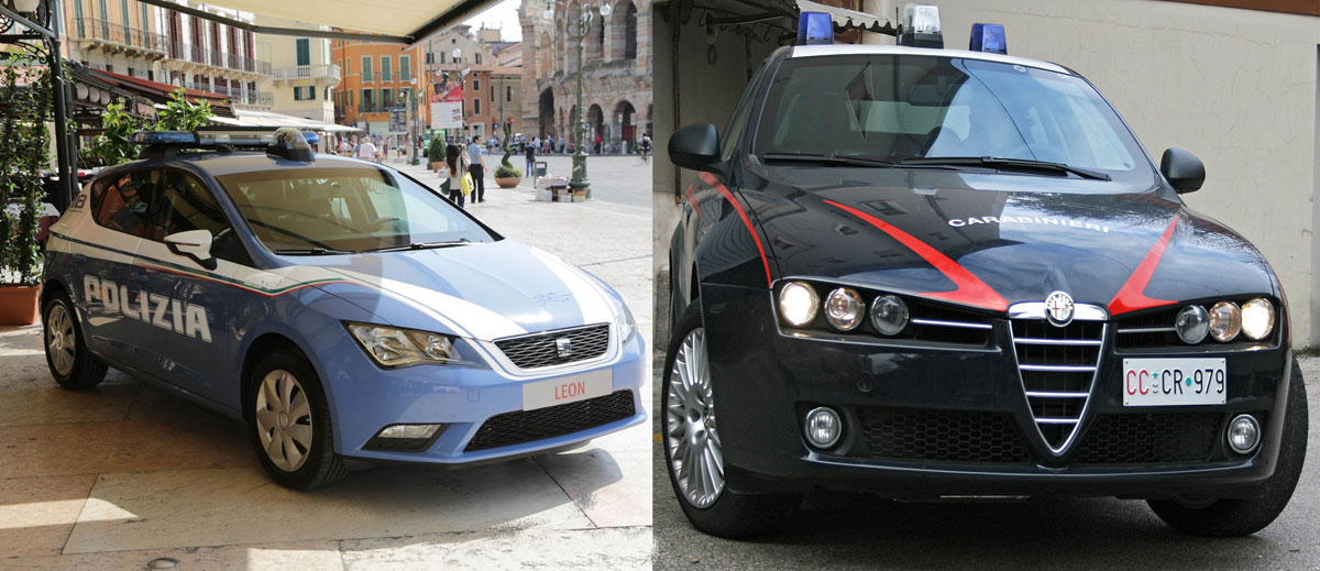 Auto Polizia Carabinieri terrorismo a Napoli