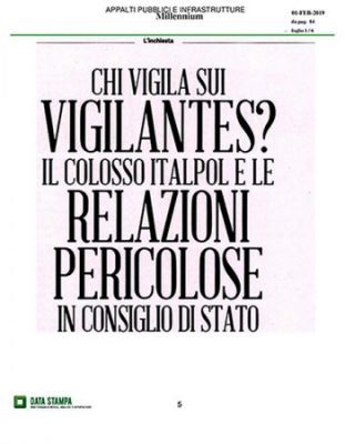 Chi vigila sui vigilantes - da Millennium, mensile edito da Il Fatto Quotidiano-1 febbraio di Andrea Sparaciari