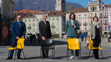 Locarno - da sx Giona A. Nazzaro, Marco Solari, Raphaël Brunschwig, Simona Gamba