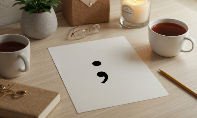 Immagine IA realistica punto e virgola su foglio di carta scrivania - attualita.it Immagine IA realistica punto e virgola su foglio di carta scrivania