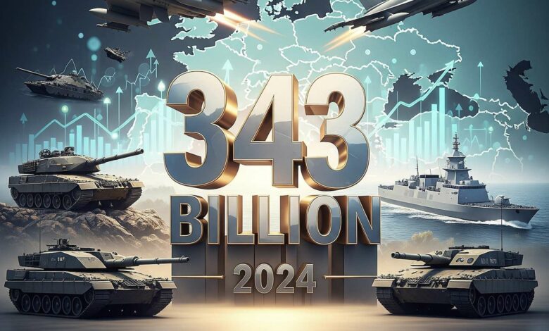 Boom europeo nella difesa: 343 miliardi spesi nel 2024, con un 2025 stellare