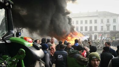 Agricoltori protestano contro lUnione Europea a Bruxelles