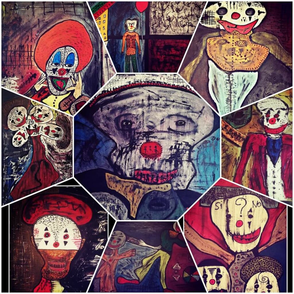 Opera di Giovanni Falzone, collage della serie Clown