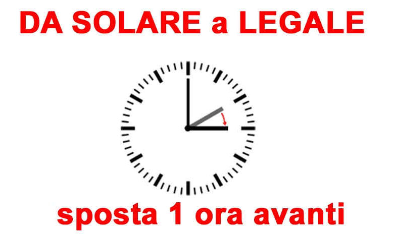 Cambio orario a Marzo da ora solare a ora legale
