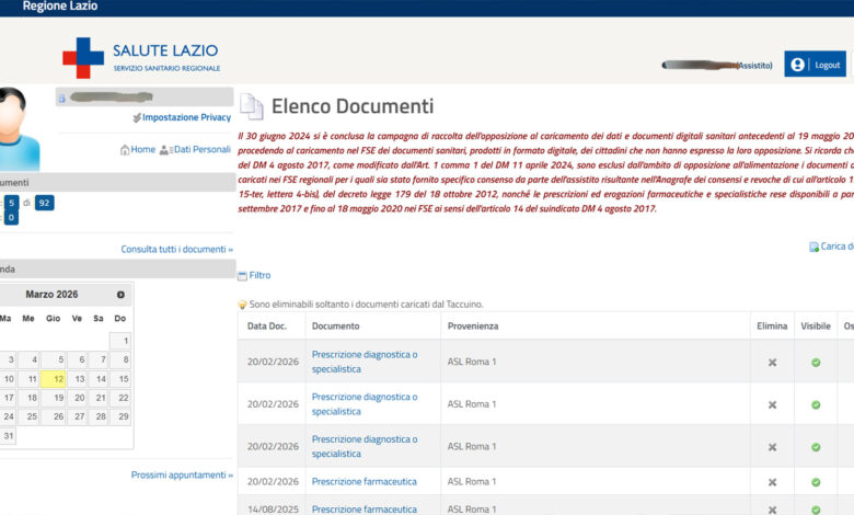 Il Fascicolo Sanitario Elettronico (FSE) della Regione Lazio nella sezione documenti permette di recuperare la ricetta on line. 