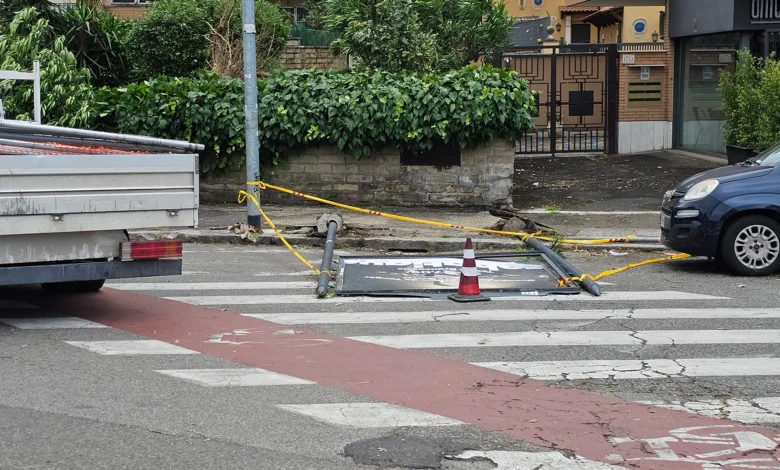 nubifragio a Roma in via dei Prati Fiscali