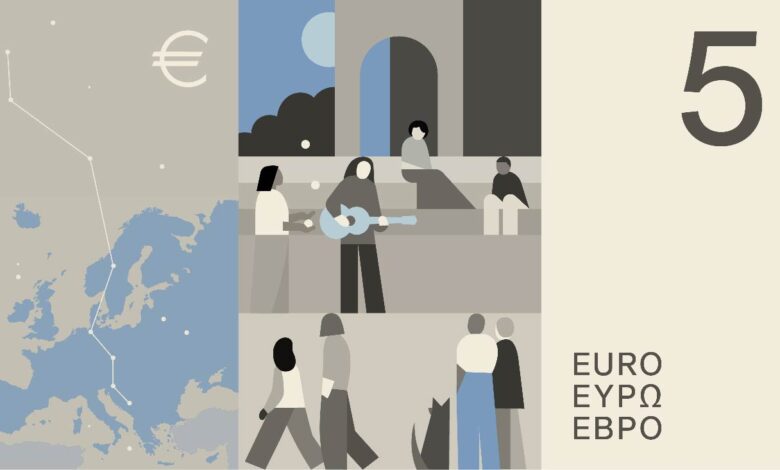 Nuova banconota in euro candidata "Disegno C" RETRO