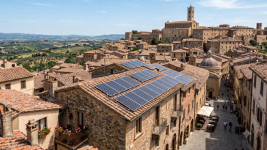 Fotovoltaico installato su un centro storico